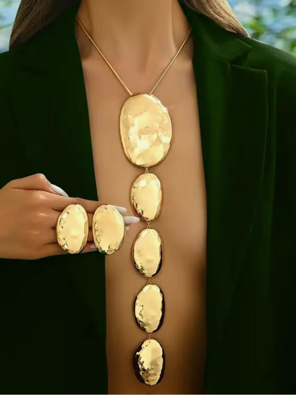 Golden Medallion Statement Necklace & Earrings Set | Luxe Goddess Glam